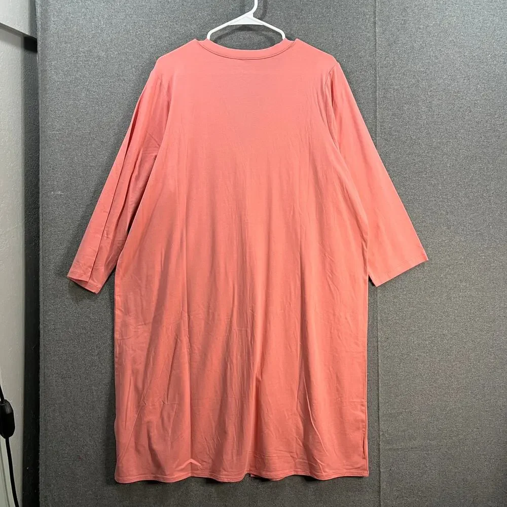 AnyBody Cozy Knit Button Front Long Cardigan Rose Size X-Large